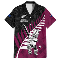 Custom New Zealand Northern Districts Cricket Family Matching Short Sleeve Bodycon Dress and Hawaiian Shirt With Maori Pattern LT05 Dad's Shirt - Short Sleeve Maroon - Polynesian Pride