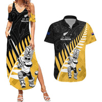 Custom New Zealand Wellington Cricket Couples Matching Summer Maxi Dress and Hawaiian Shirt With Maori Pattern LT05 Yellow - Polynesian Pride
