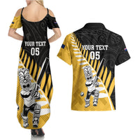 Custom New Zealand Wellington Cricket Couples Matching Summer Maxi Dress and Hawaiian Shirt With Maori Pattern LT05 - Polynesian Pride