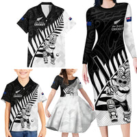 Custom New Zealand Cricket Family Matching Long Sleeve Bodycon Dress and Hawaiian Shirt With Maori Pattern LT05 - Polynesian Pride