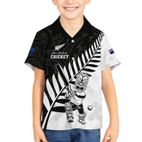 Custom New Zealand Cricket Family Matching Long Sleeve Bodycon Dress and Hawaiian Shirt With Maori Pattern LT05 Son's Shirt Black - Polynesian Pride