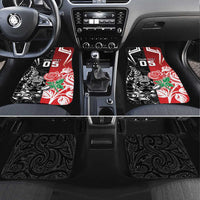 New Zealand And England Rugby Car Mats Maori Tiki With Red Rose Together