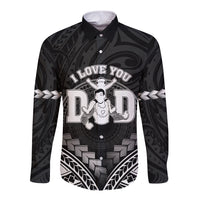 Personalised Happy Father's Day Long Sleeve Button Shirt I Love You Dad Polynesian Style