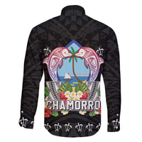 Guam Chamorro Family Matching Long Sleeve Bodycon Dress and Hawaiian Shirt Tribal Latte Stone With Dolphins Black