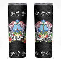 Guam Chamorro Skinny Tumbler Tribal Latte Stone With Dolphins Black