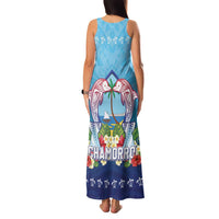 Guam Chamorro Family Matching Tank Maxi Dress and Hawaiian Shirt Tribal Latte Stone With Dolphins Blue