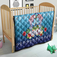 Guam Chamorro Quilt Tribal Latte Stone With Dolphins Blue