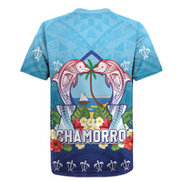Guam Chamorro Rugby Jersey Tribal Latte Stone With Dolphins Blue