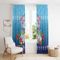 Guam Chamorro Window Curtain Tribal Latte Stone With Dolphins Blue
