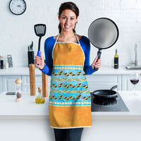 Hawaii Humuhumu Fish Maile Pikake Lei Apron Tribal Tapa Orange Version