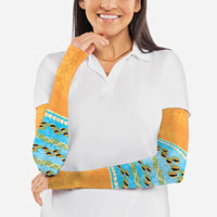 Hawaii Humuhumu Fish Maile Pikake Lei Arm Sleeves Tribal Tapa Orange Version