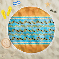 Hawaii Humuhumu Fish Maile Pikake Lei Beach Blanket Tribal Tapa Orange Version