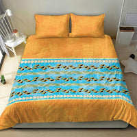 Hawaii Humuhumu Fish Maile Pikake Lei Bedding Set Tribal Tapa Orange Version