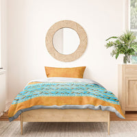 Hawaii Humuhumu Fish Maile Pikake Lei Bedding Set Tribal Tapa Orange Version