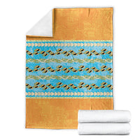 Hawaii Humuhumu Fish Maile Pikake Lei Blanket Tribal Tapa Orange Version