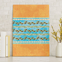 Hawaii Humuhumu Fish Maile Pikake Lei Canvas Wall Art Tribal Tapa Orange Version