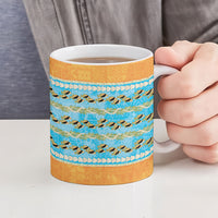 Hawaii Humuhumu Fish Maile Pikake Lei Ceramic Mug Tribal Tapa Orange Version