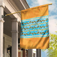 Hawaii Humuhumu Fish Maile Pikake Lei Garden Flag Tribal Tapa Orange Version