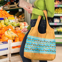 Hawaii Humuhumu Fish Maile Pikake Lei Grocery Bag Tribal Tapa Orange Version