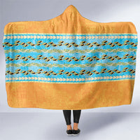 Hawaii Humuhumu Fish Maile Pikake Lei Hooded Blanket Tribal Tapa Orange Version
