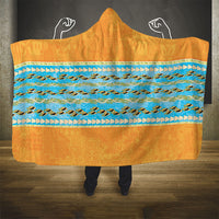 Hawaii Humuhumu Fish Maile Pikake Lei Hooded Blanket Tribal Tapa Orange Version