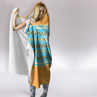 Hawaii Humuhumu Fish Maile Pikake Lei Hooded Blanket Tribal Tapa Orange Version