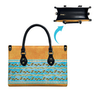 Hawaii Humuhumu Fish Maile Pikake Lei Leather Bag Tribal Tapa Orange Version