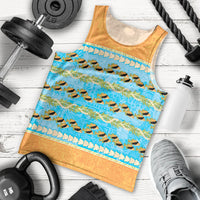 Hawaii Humuhumu Fish Maile Pikake Lei Men Tank Top Tribal Tapa Orange Version