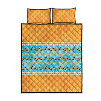 Hawaii Humuhumu Fish Maile Pikake Lei Quilt Bed Set Tribal Tapa Orange Version