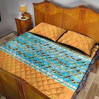 Hawaii Humuhumu Fish Maile Pikake Lei Quilt Bed Set Tribal Tapa Orange Version