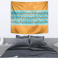 Hawaii Humuhumu Fish Maile Pikake Lei Tapestry Tribal Tapa Orange Version