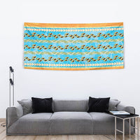 Hawaii Humuhumu Fish Maile Pikake Lei Tapestry Tribal Tapa Orange Version