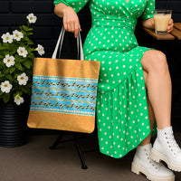 Hawaii Humuhumu Fish Maile Pikake Lei Tote Bag Tribal Tapa Orange Version