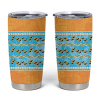 Hawaii Humuhumu Fish Maile Pikake Lei Tumbler Cup Tribal Tapa Orange Version