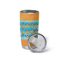 Hawaii Humuhumu Fish Maile Pikake Lei Tumbler Cup Tribal Tapa Orange Version