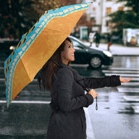 Hawaii Humuhumu Fish Maile Pikake Lei Umbrella Tribal Tapa Orange Version