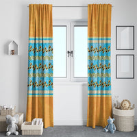 Hawaii Humuhumu Fish Maile Pikake Lei Window Curtain Tribal Tapa Orange Version