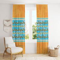 Hawaii Humuhumu Fish Maile Pikake Lei Window Curtain Tribal Tapa Orange Version