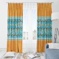 Hawaii Humuhumu Fish Maile Pikake Lei Window Curtain Tribal Tapa Orange Version