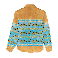 Hawaii Humuhumu Fish Maile Pikake Lei Women Casual Shirt Tribal Tapa Orange Version