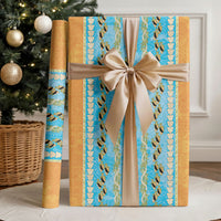 Hawaii Humuhumu Fish Maile Pikake Lei Wrapping Paper Tribal Tapa Orange Version