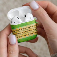 Hawaii Humuhumu Fish Maile Pikake Lei AirPods Case Tribal Tapa Green Version