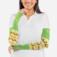 Hawaii Humuhumu Fish Maile Pikake Lei Arm Sleeves Tribal Tapa Green Version