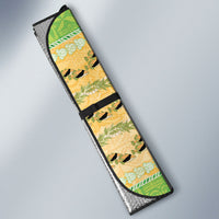 Hawaii Humuhumu Fish Maile Pikake Lei Auto Sun Shade Tribal Tapa Green Version