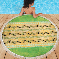 Hawaii Humuhumu Fish Maile Pikake Lei Beach Blanket Tribal Tapa Green Version