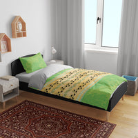 Hawaii Humuhumu Fish Maile Pikake Lei Bedding Set Tribal Tapa Green Version