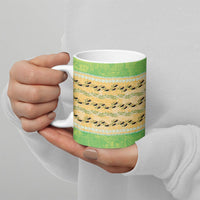 Hawaii Humuhumu Fish Maile Pikake Lei Ceramic Mug Tribal Tapa Green Version