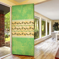 Hawaii Humuhumu Fish Maile Pikake Lei Door Cover Tribal Tapa Green Version