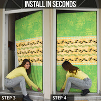 Hawaii Humuhumu Fish Maile Pikake Lei Door Cover Tribal Tapa Green Version