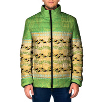 Hawaii Humuhumu Fish Maile Pikake Lei Padded Jacket Tribal Tapa Green Version